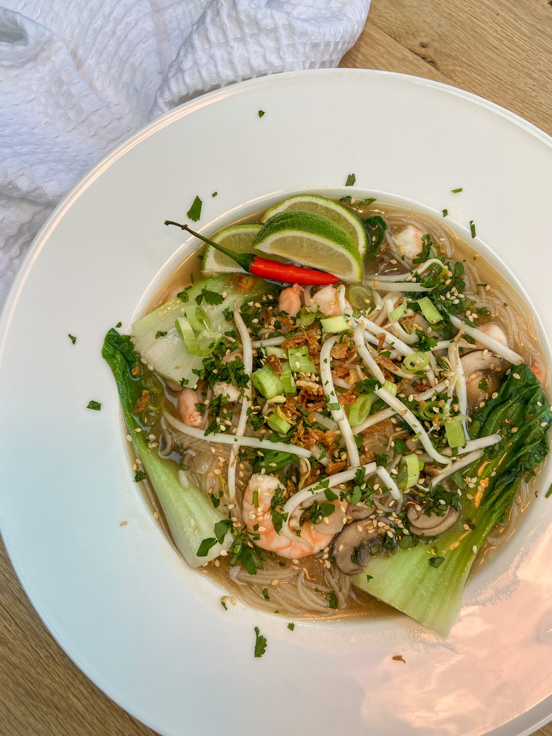 Miso and Prawn Rice Noodle Soup